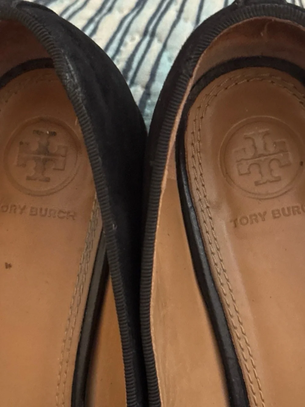 Tory Burch Black Velvet Pointed Toe Slip-Ons